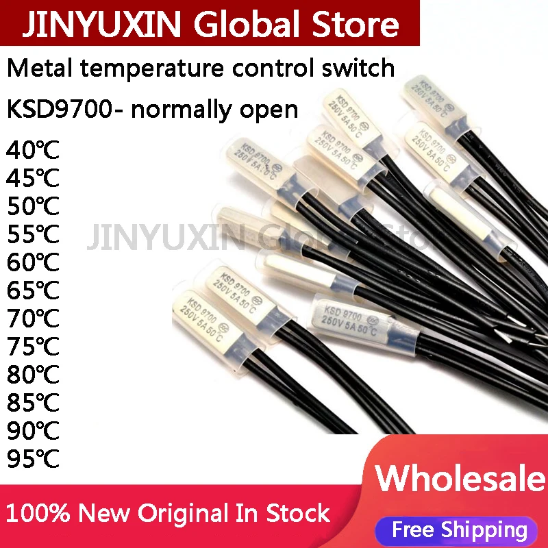 10Pcs Metal temperature control switch KSD9700  normally open 250V 5A 10A 16A 40~95 Degree