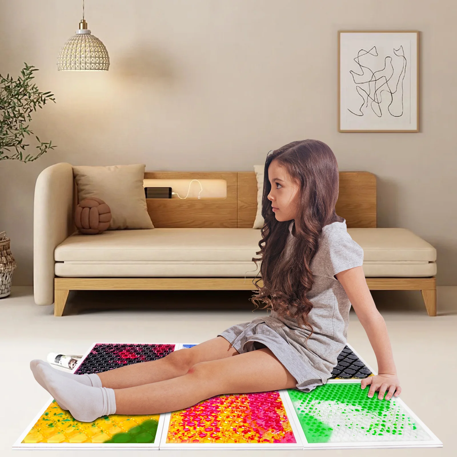 Giocattoli sensoriali visivi per bambini: tappetino sensoriale colorato, giocattolo educativo che aggiunge divertimento per imparare