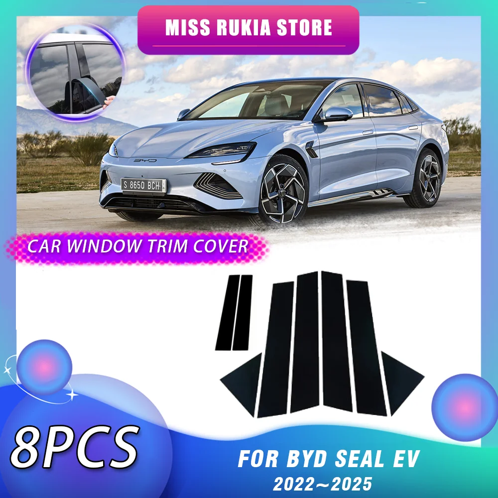 

Car Window Trim Cover for BYD Seal EV 2022~2025 2023 2024 Carbon Fiber Bright Black Pillar Posts Sticker Door Decal Accessories