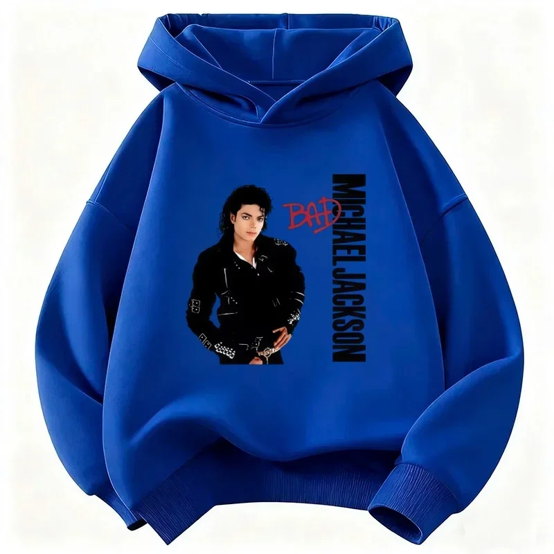 2026 Jungen Unisex Kinder Kapuzenpullover mit Michael-Jackson-Print, warm & dick – Retro-Popstar-Grafik-Oberteil für Herbst/Winter – Detail 4