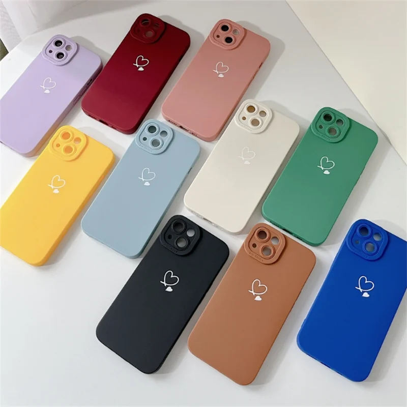 

Colorful Soft Love Heart Phone Case For iPhone16ProMax 15Plus 14Pro12 11 XSMax X XR 7/8/se Shockproof Bumper Silicone Back Cover