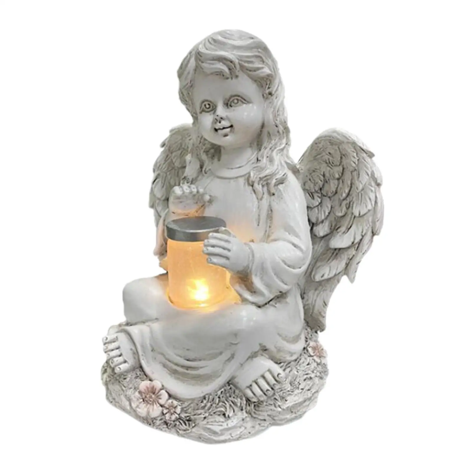 Garden Solar Angel Figurine Resin Praying Statue with LED Fairy Lights Outdoor Patio Lawn Decor Sculpture Art Gift for Yard