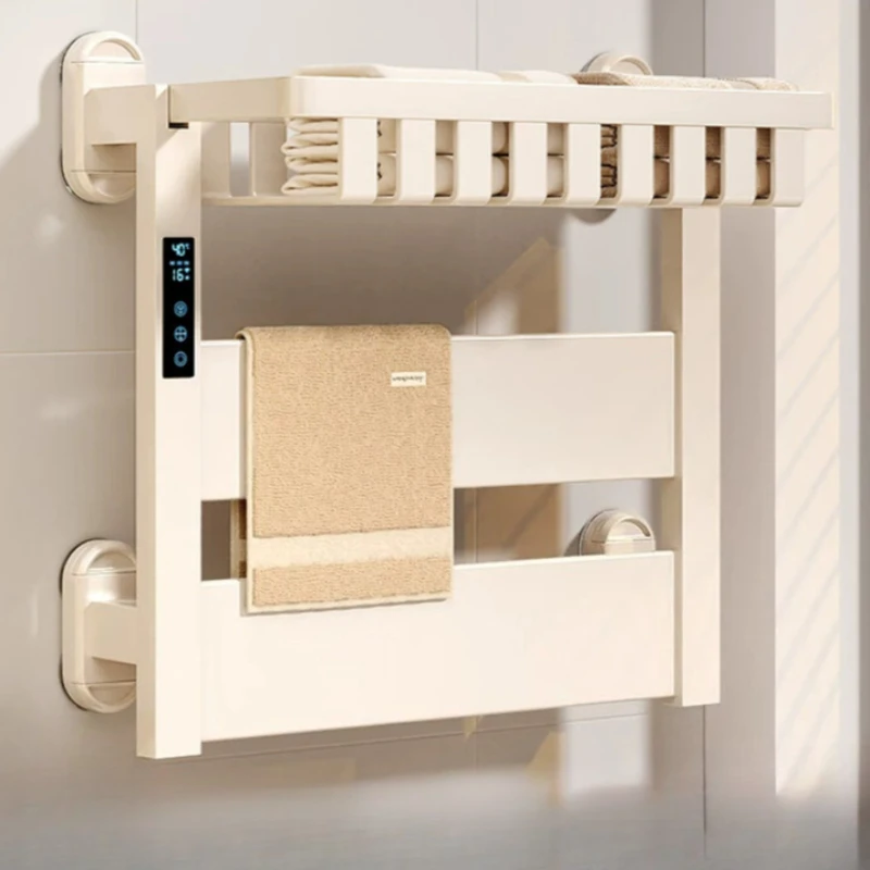 Bathroom Accessories Suction Cup Electric Heated Towel Rack Aluminum Waterproof Touch Screen Thermostatic Heating Towel Warmers