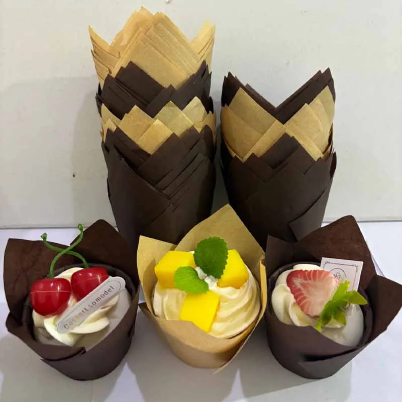 50Pcs/100Pcs/200Pcs Tulip Cake Paper Cups, Heat-Resistant and Oil-Proof Baking Cups, Suitable for Weddings, Birthdays, Tea Parties, Christmas, Valentine's Day, Mother's Day, Graduation Ceremonies, Etc., Essential for Home Baking - view 5
