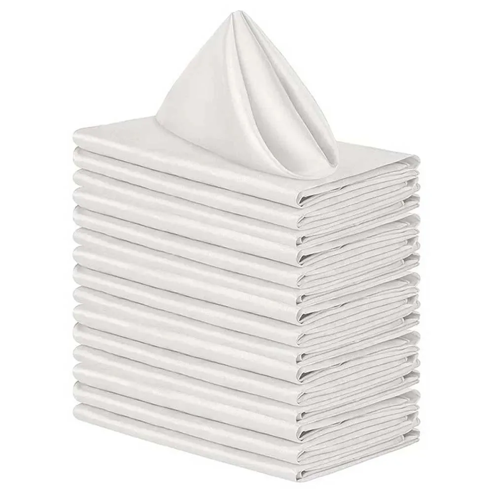 

12Pcs 43*43cm Square Satin Table Napkin Hotel Serving Table Napkins Wedding Party Soft Handkerchief Christmas Home Table Decor