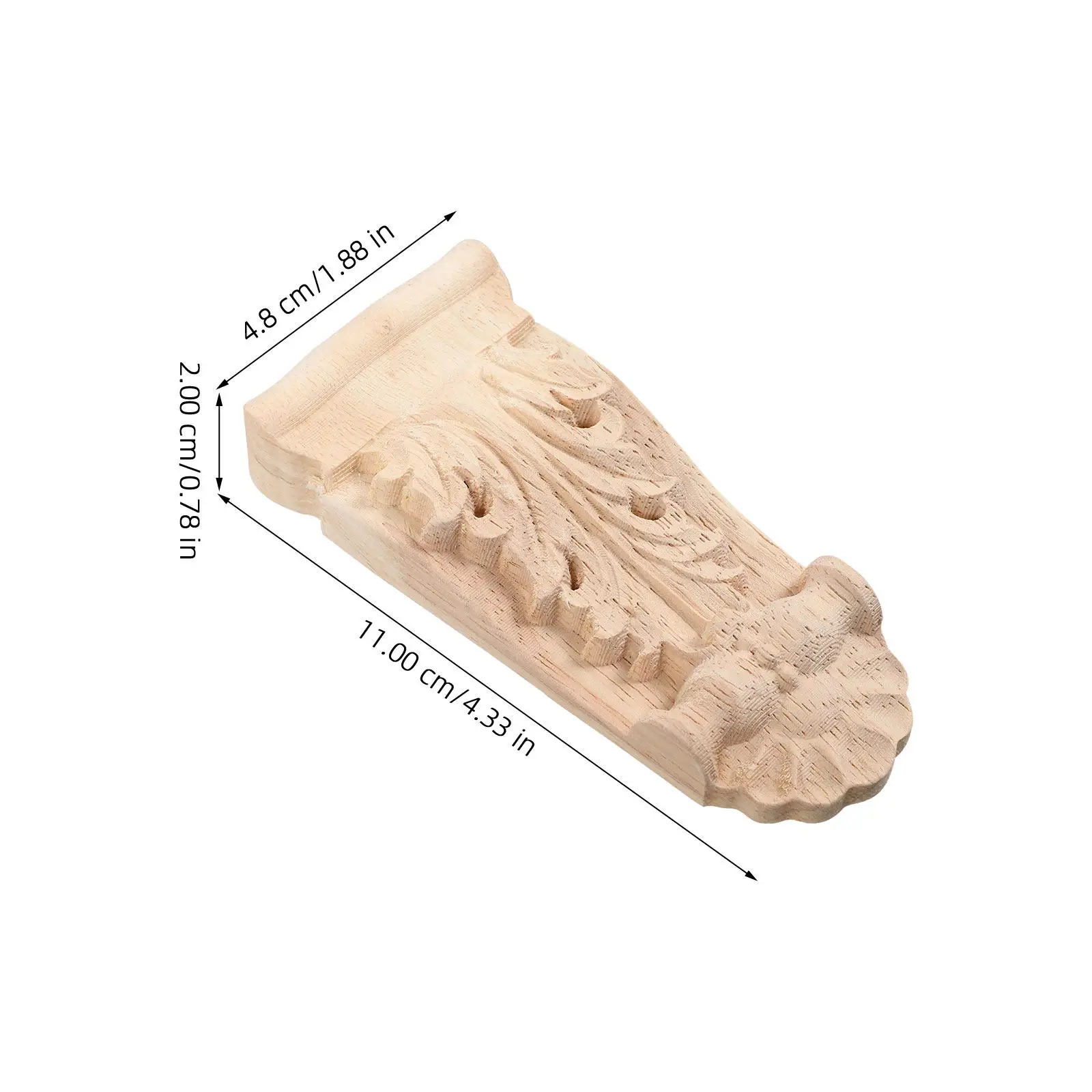 2Pcs Wooden Carved Decorative Onlay Applique for Furniture Columns Corners Classical Style Solid Wood Trim Home Interior