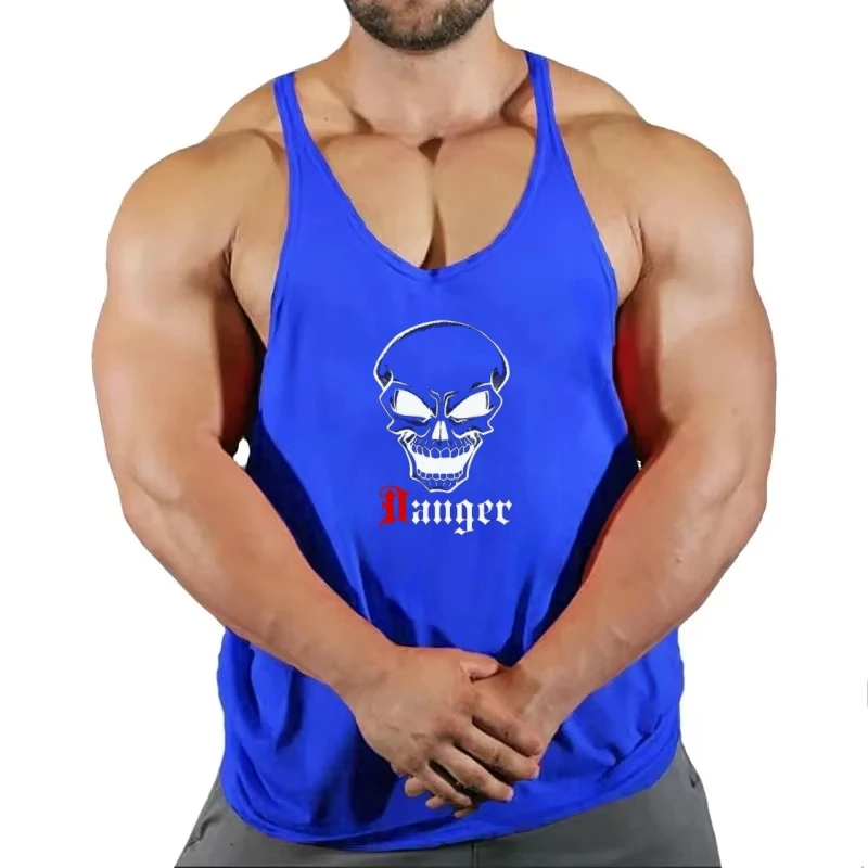 Gilet da palestra fitness stringer da uomo, cinturino fine con retro scollato, durevole ad asciugatura rapida per lo sviluppo della bodybuilding