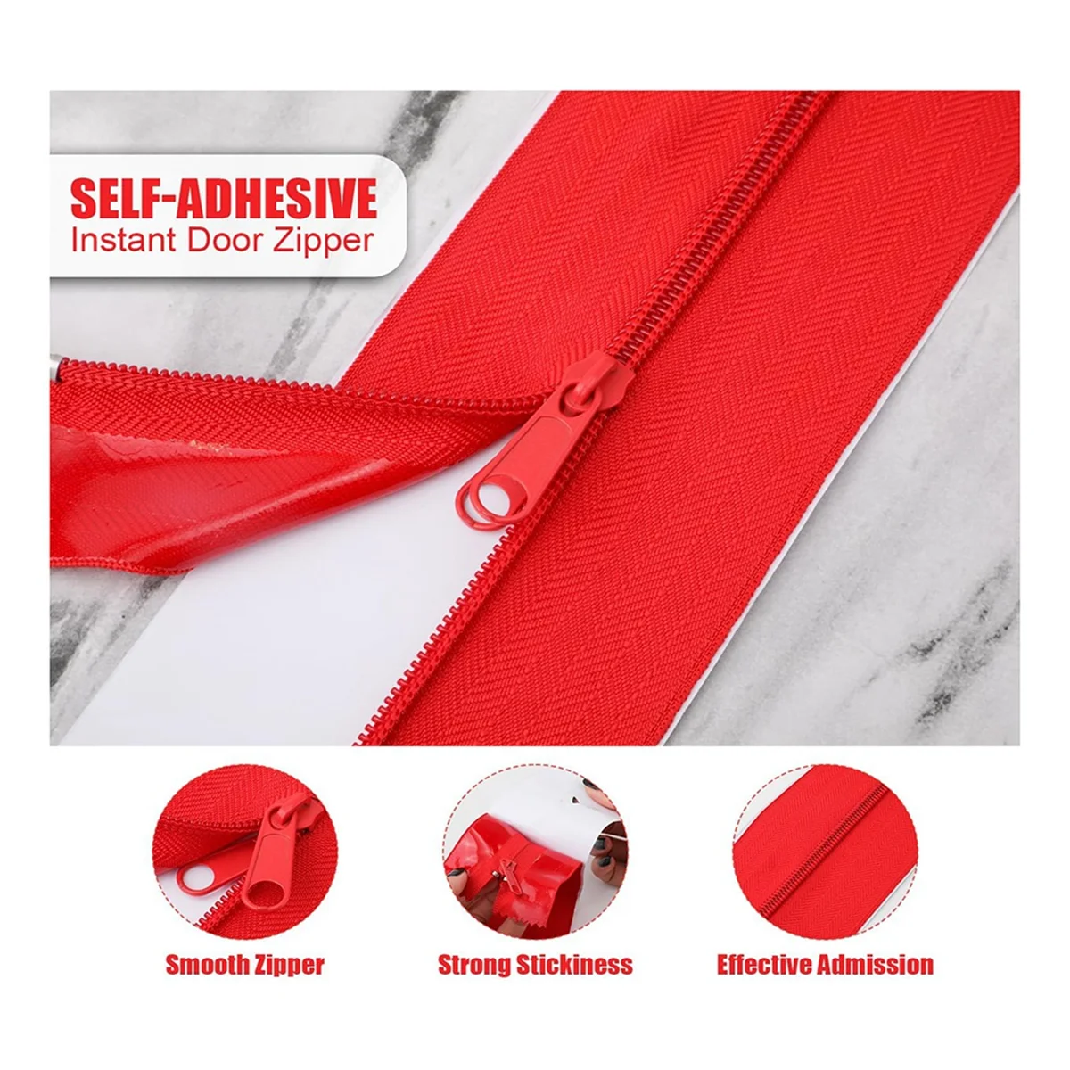 4Pcs Dust Barrier Zipper, 7Ft X 3In Self-Adhesive Tarp Double Zipper Instant Door Dust Protection with Sheeting Cutter