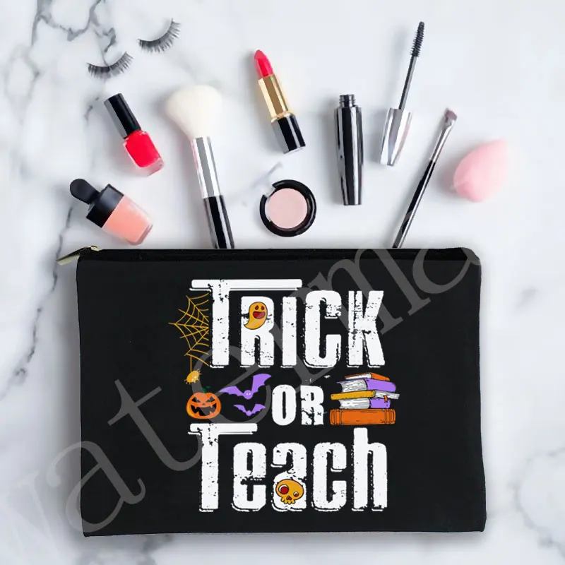 No puedo asustarme, estuche de maquillaje para profesores de Halloween, bolsa de maquillaje para profesores, regalo de Halloween, organizador, estuche para lápices, Neceser