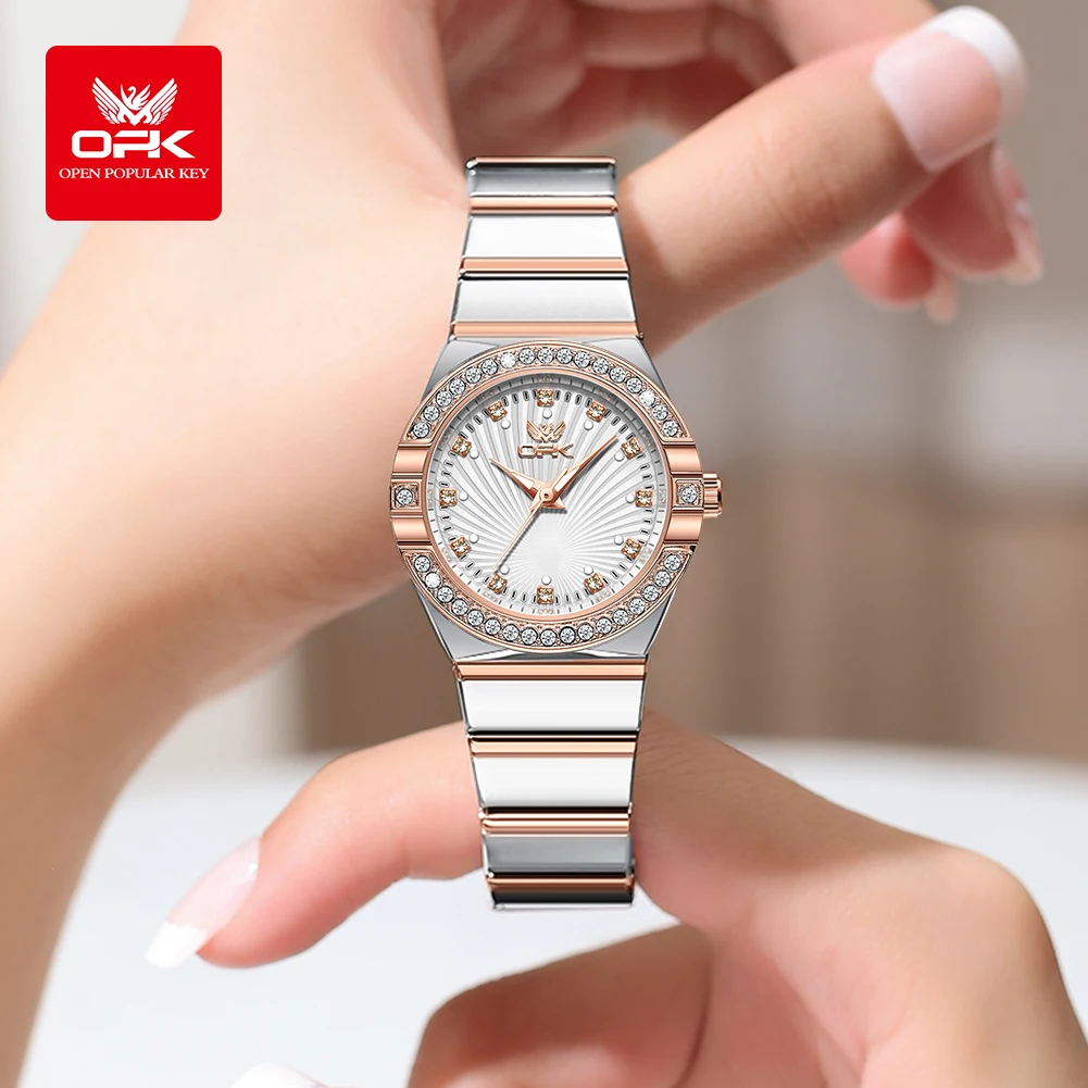 OPK Women's Watches 6042 Luxury Fashion Original Quartz Watch for Lady Elegant Small Dial Waterproof Stainless Steel Luminous