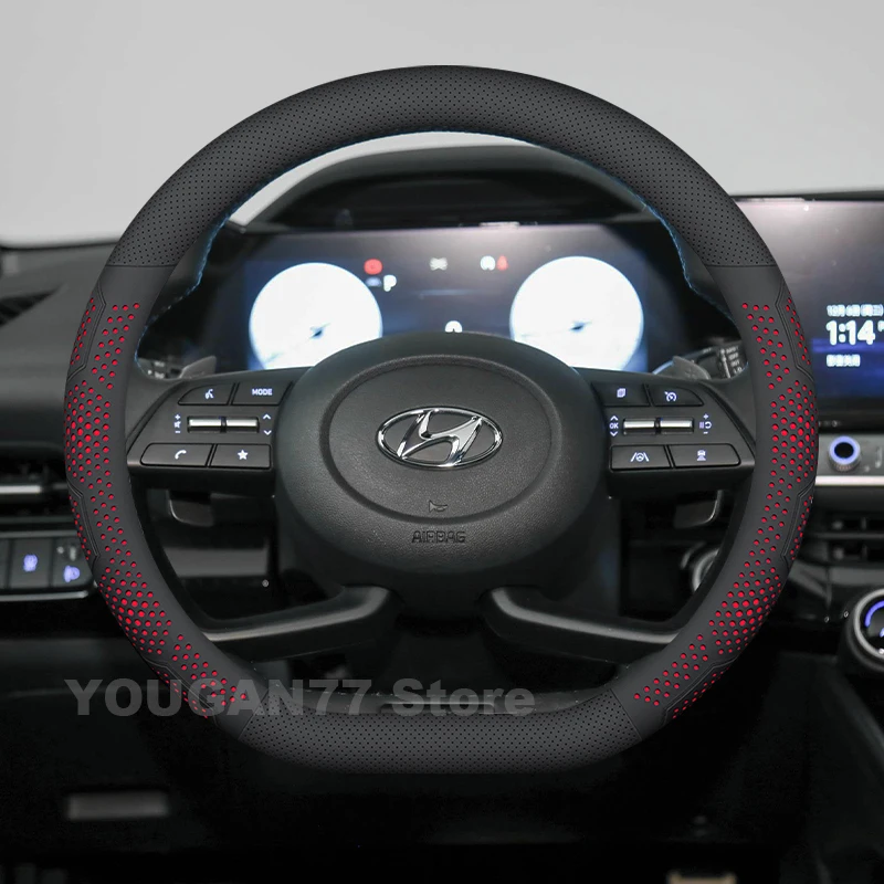 

Leather Car Steering Wheel Cover For Hyundai Lafesta I20 I20N 2020-2025 Non-slip Auto Steering Wheel Hyundai BAYON Accessories