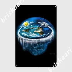 Flat Earth With Dome Art Metal Sign Plaques Kitchen Customize Pub Tin Sign Poster