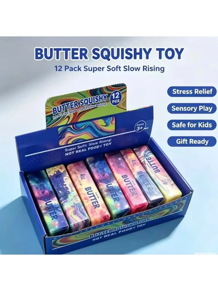 1-12 Stück Simulierter Butterstab Fidget-Spielzeug Klebriges Langsam Rückfederndes Stress-Squeeze-Spielzeug Anti-Stress-Sensorisches Spielzeug für Erwachsene**