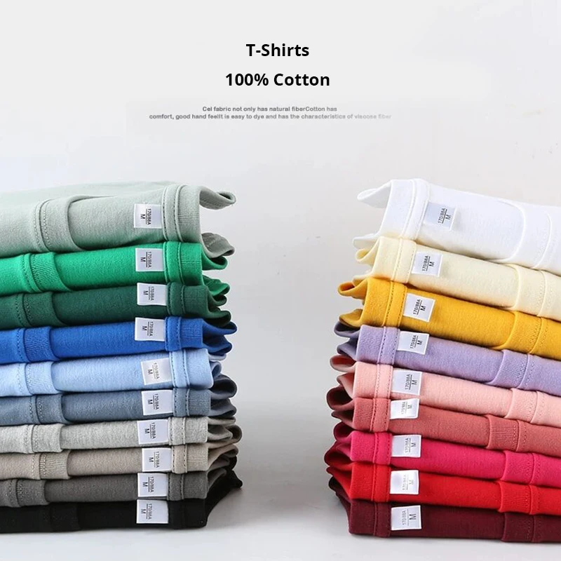 Summer Basic Tops Tees Daily Casual Regular Fit 100% Cotton Short Sleeve O-neck Men T Shirts