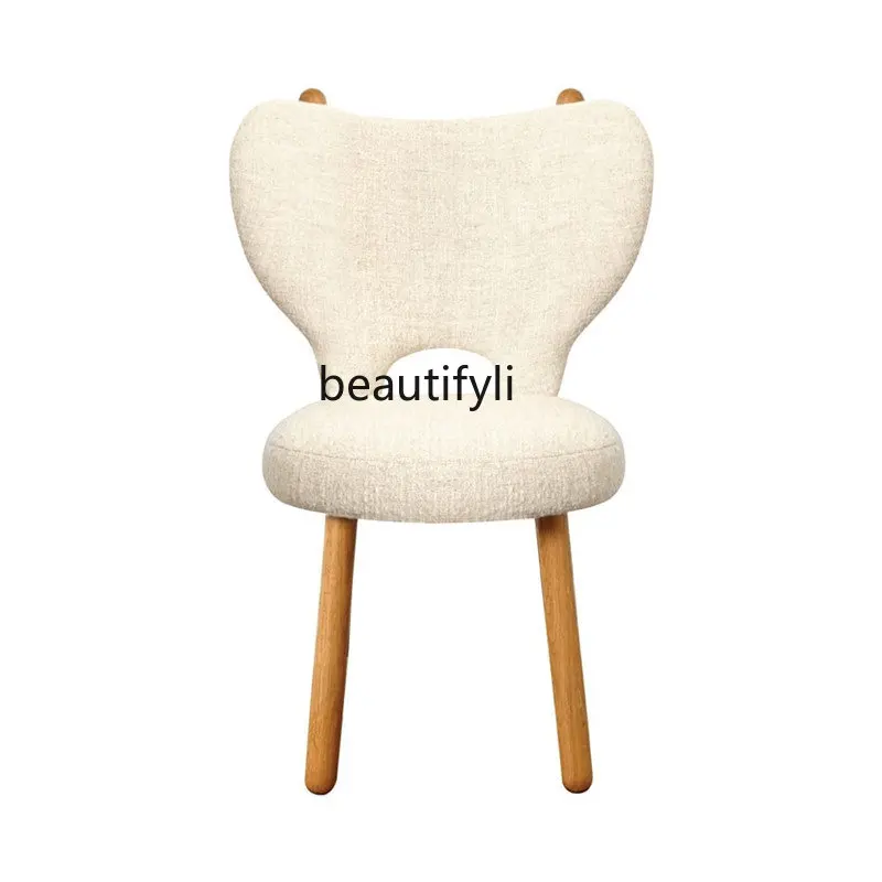 

zq Nordic Simple Living Room Dining Room Lamb Wool Small Apartment Single Leisure Dining Chair with Backrest