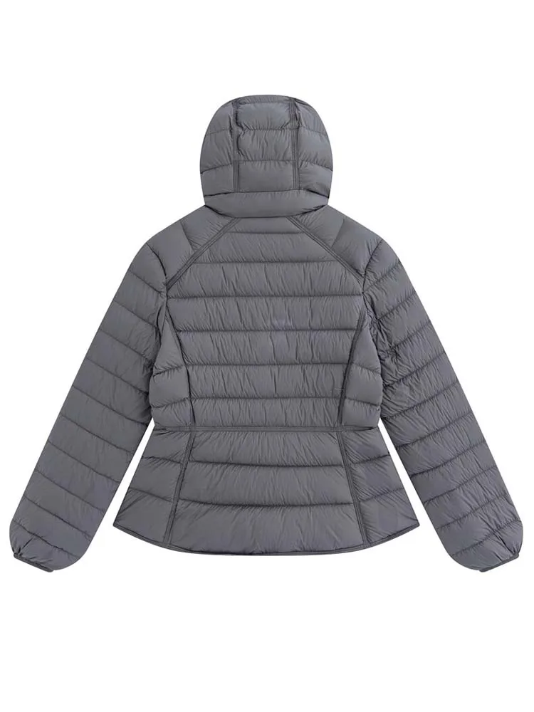 Women's Short Lightweight Hooded Down Jacket 2026 Autumn Winter High qulaity Waist-Cinched puffer coat Warm Solid color DJ729