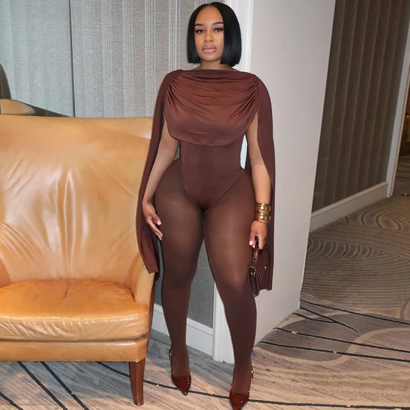 

2026 Spring Solid Patchwork Bandage Ruched Jumpsuit Woman Elegant Sleeveless Strecth Sheath Evening Romper Women Jumpsuits Femme