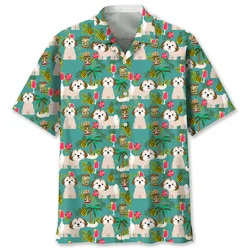 Cute Pets Dog Graphic Hawaiian Shirt Men Women Summer Street 3d Animal Printed Shirts Lapel Short Sleeves Loose Button Blouse