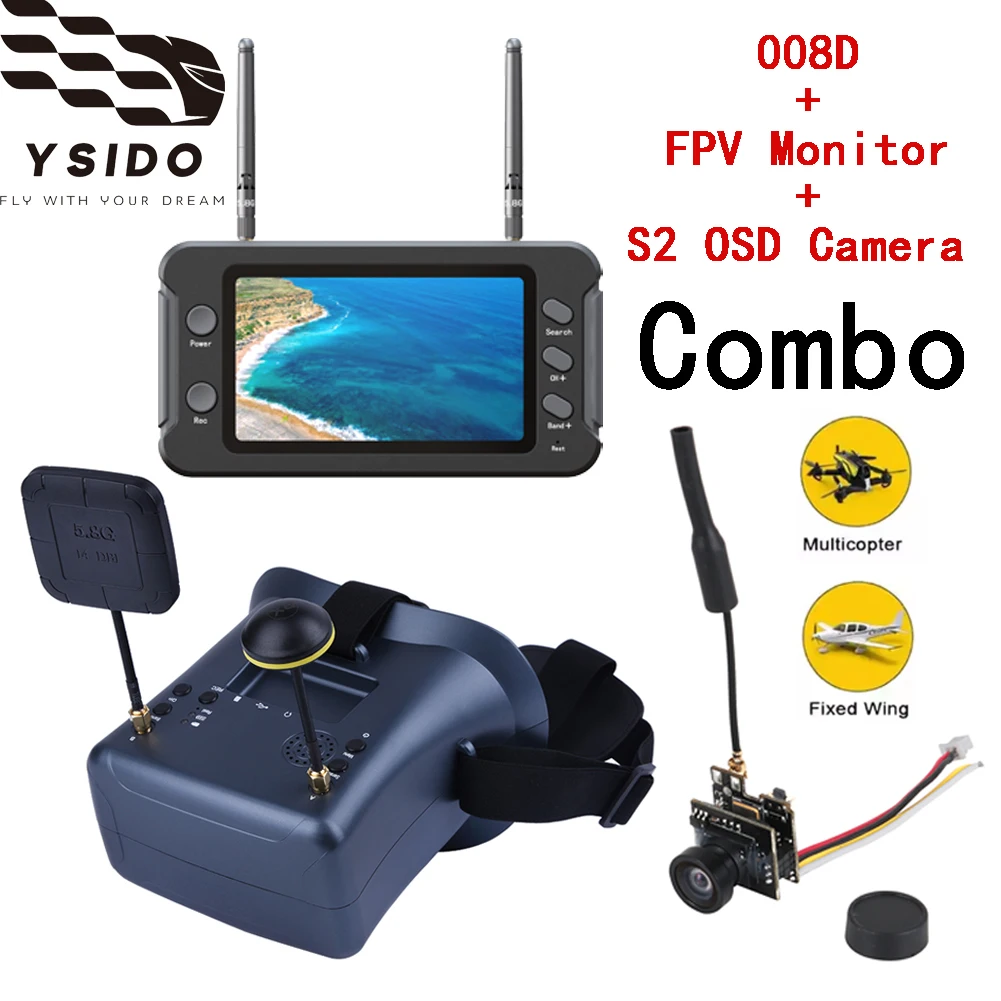 RC 5.8GHz FPV Goggle 008D 40ch Receiver with DVR 3.7V/2000mAh Battery 4.3 inch HD LCD 16:9 for RC FPV Airplane Drone Racing Car