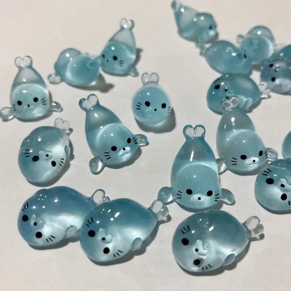 Glow in The Dark Mini Seal Figurines Cute Luminous Resin Sea Animals 4 Styles Seal Pup DIY Tiny Ocean Creatures