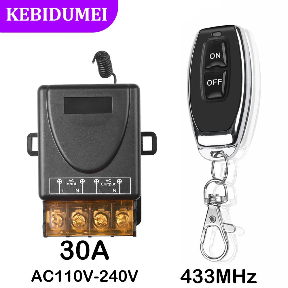 433MHz Wireless Remote Control Switch 433MHz RF Learning Remote Control AC 220V 30A On Off Remote Controller Transmitter