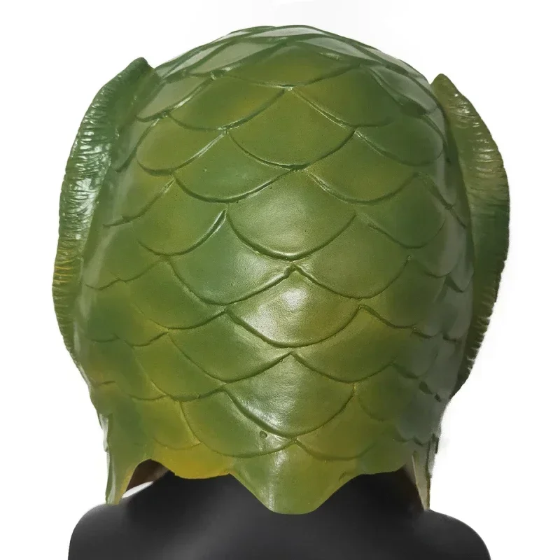 Masque de Poisson Vert Bizarre en Latex pour Adulte, Équipement de Sauna, ixd'Horreur, Parodie, Amusant, Accessoires de Cosplay pour Halloween