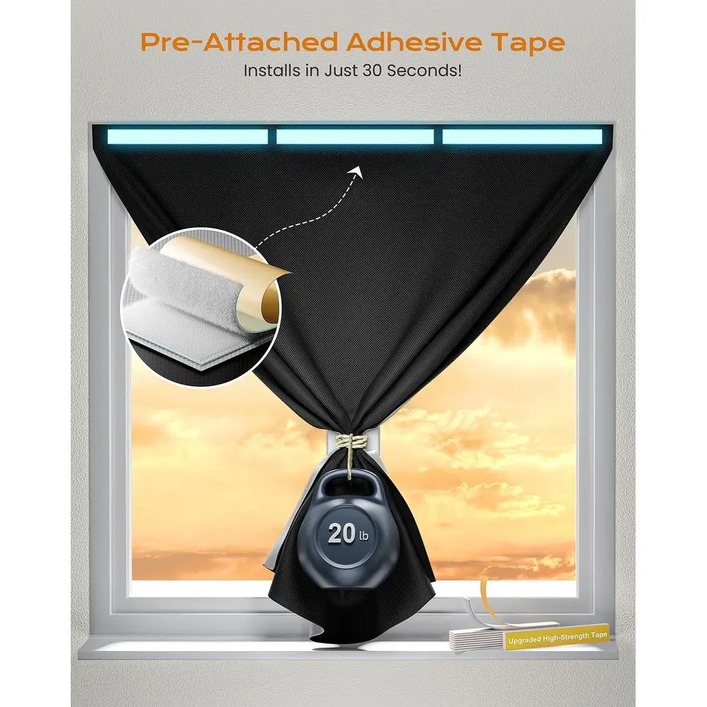 2-Pack Easy Install Blackout Curtains, No Drill Needed, 100% Light Blocking for Bedrooms, RVs, Nurseries - 48x84