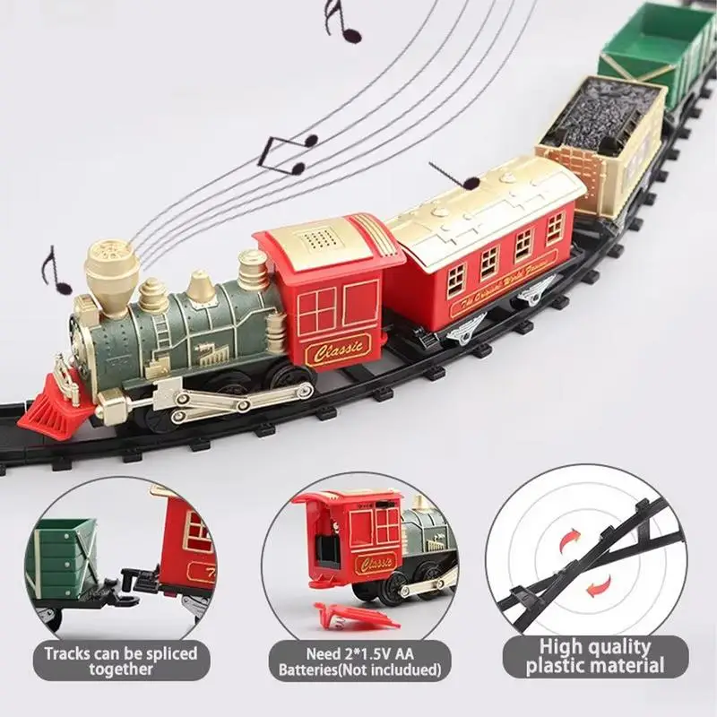 Set di treni natalizi Set di treni elettrici Set di treni divertenti per bambini Set di treni giocattolo elettrico con luce e suono