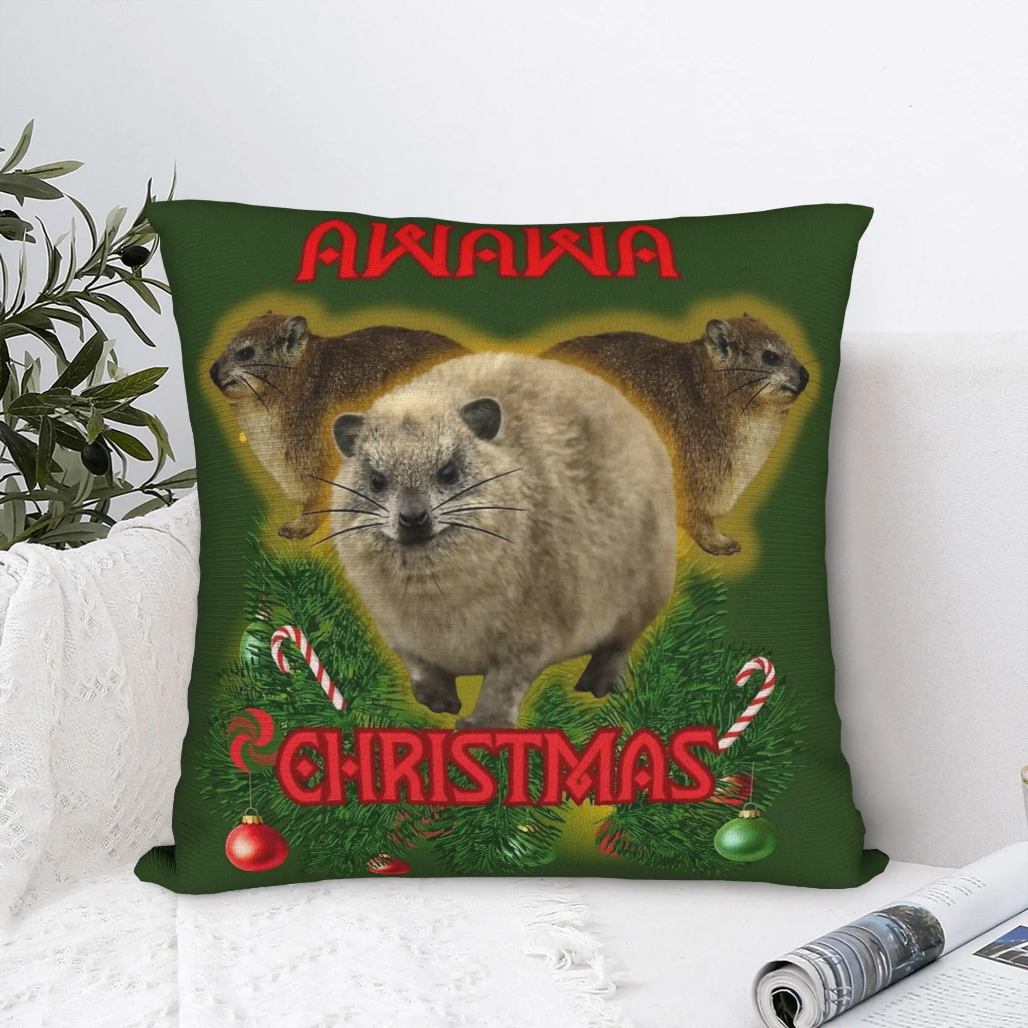 Awawa noël Hyrax canardie taie d'oreiller confortable housse de coussin drôle taie d'oreiller pour canapé canapé chambre