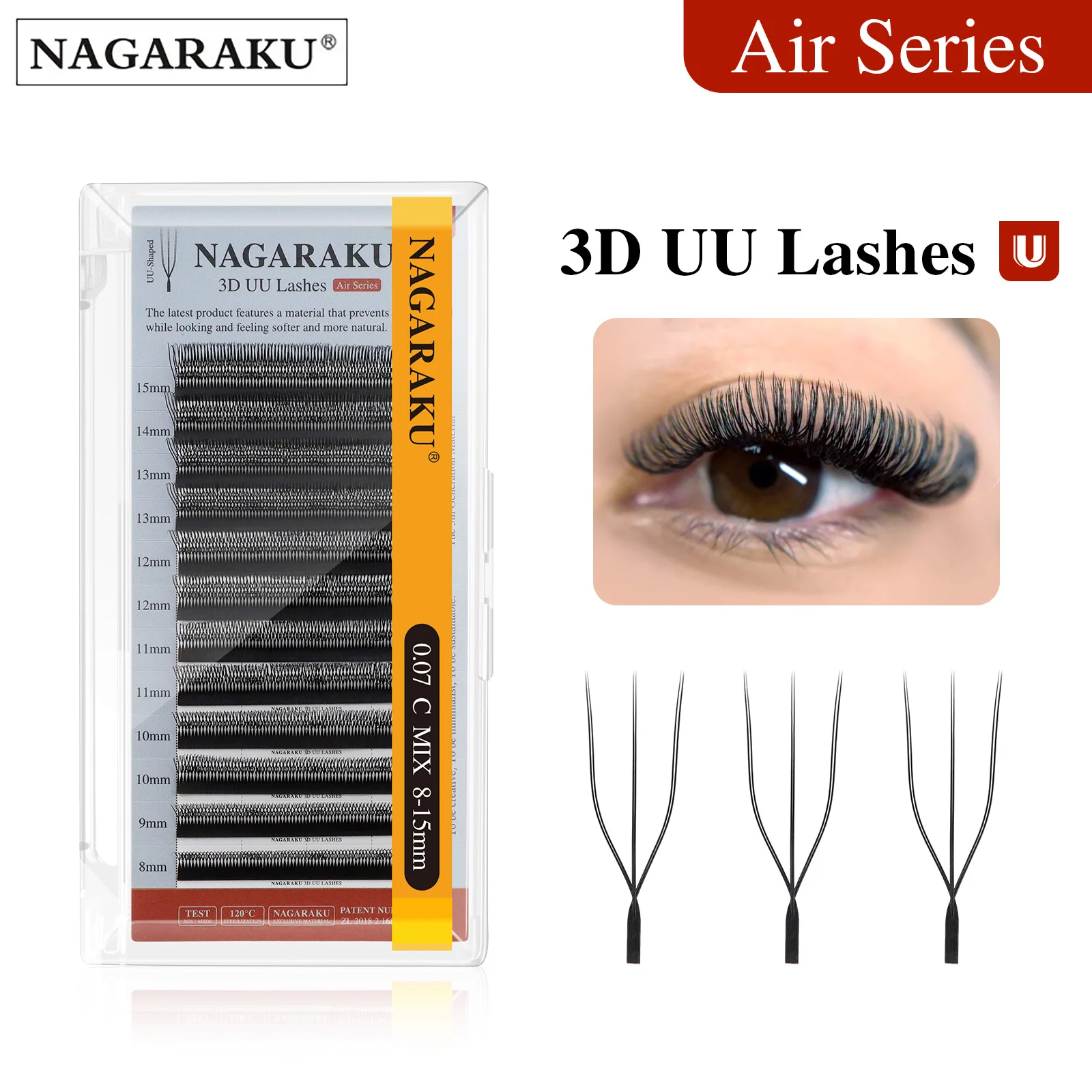 NAGARAKU U-förmige Wimpern Wimpernverlängerungen 2D 3D UU YY Wimpern in U-Form Natürliche Weiche Vorgefertigte Fächerwimpern – Detail 9