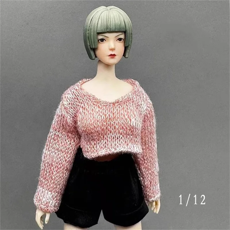 1/12 スケール女性兵士ニットショートルーズプルオーバーセーター服模型玩具アクセサリーフィット 6 ''アクションフィギュア在庫
