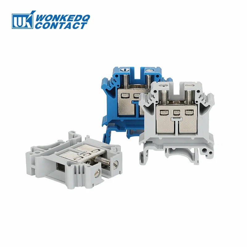 5Pcs UIK-16 DIN Rail Terminal Block Screw Installation, 16mm² Wire Electrical Connector, Universal Feed-through Strip Plug UIK16