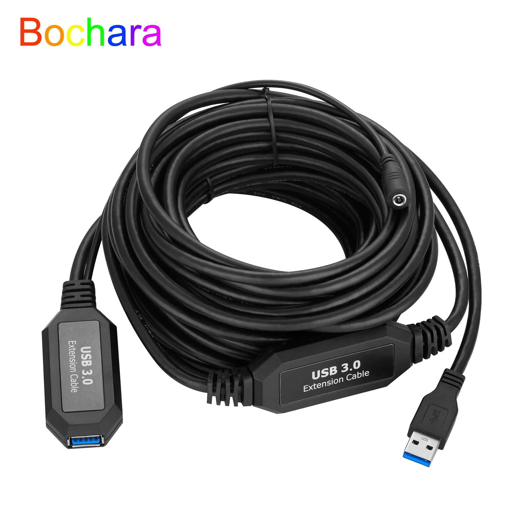 Bochara Active Repeater USB 3.0 Extension Cable Built-in IC Chipset Male to Female M/F Foil+Braided Shielded Super Speed 5M 10M