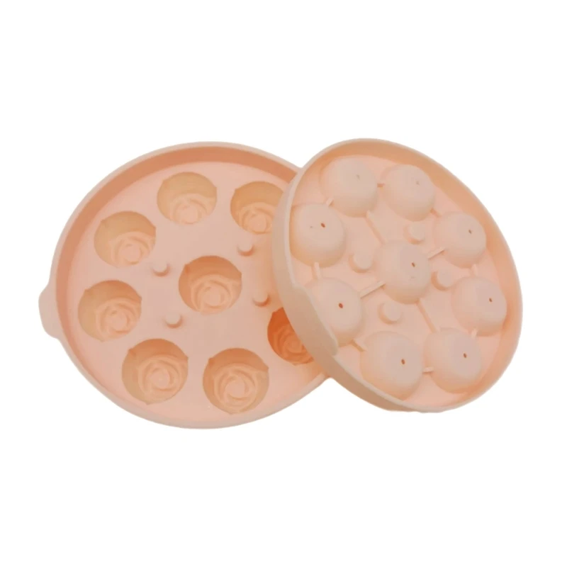 

Rose Ice Molds with Lid Silicone Ice Cubes Tray Peach Ice Cubes Tray