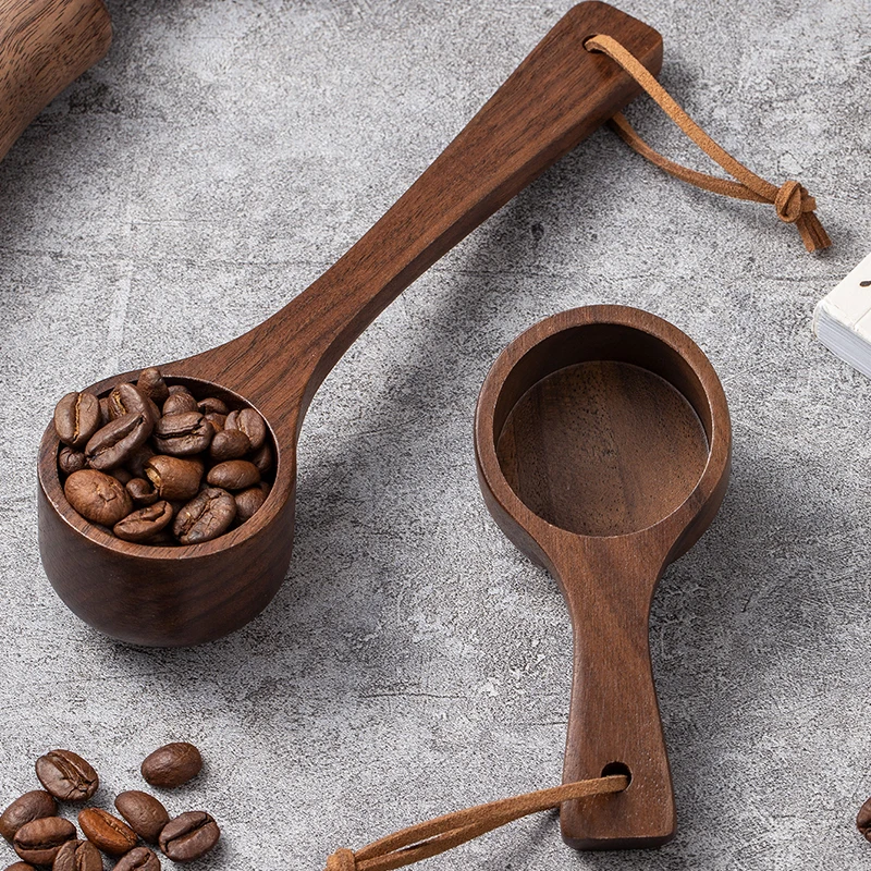 Cuchara medidora de madera de nogal negro, cuchara medidora de mango largo, cuchara medidora de café en polvo, 1 ud./2 uds.