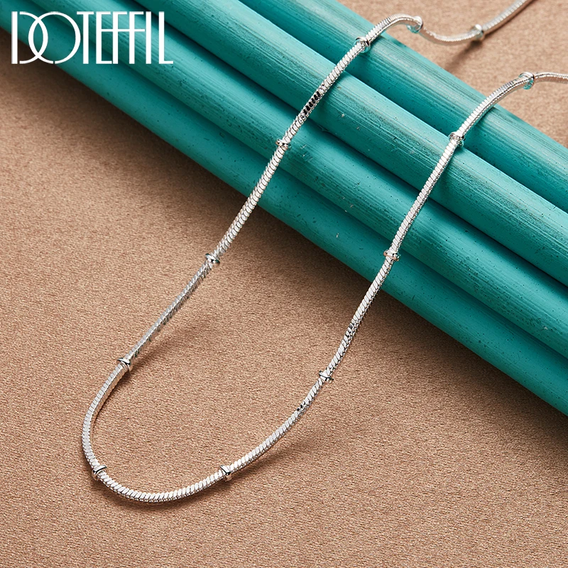 DOTEFFIL 925 Sterling Silver 1/2mm 18/20 Inch Snake Chain Beads Necklace For Women Man Fashion Wedding Engagement Jewelry