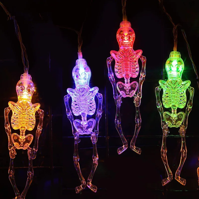 Luci a corda scheletro per decorazioni di Halloween Lampada a sospensione per interni a batteria/USB per decorazioni per la casa Luce a tema horror 403