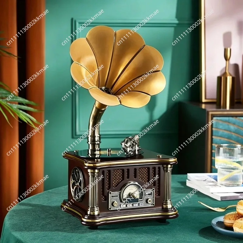 Retro Wooden Gramophone Mini European Vintage Record Player Bluetooth Speaker Home Decor Birthday Gift