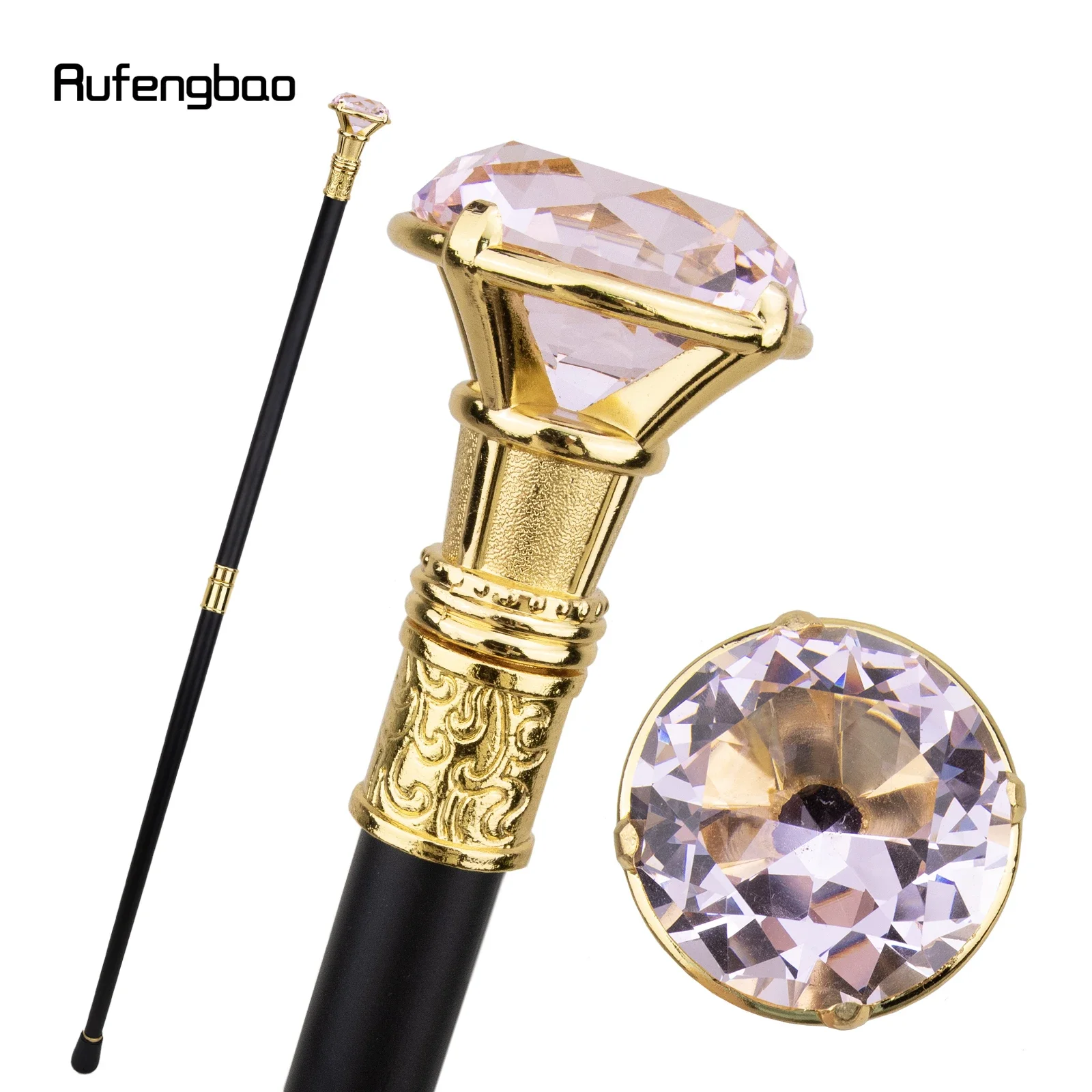 Pink Diamond Type Golden Walking Cane Fashion  Decorative Cane For Halloween For Cosplay And Parties, For Cosplay & Party