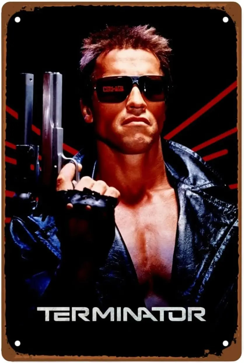 The Terminator Movie Man Cave Decor Old Science Fiction Movies Vintage Metal Wall Tin Sign Retro Gift Vintage Decorations Classi