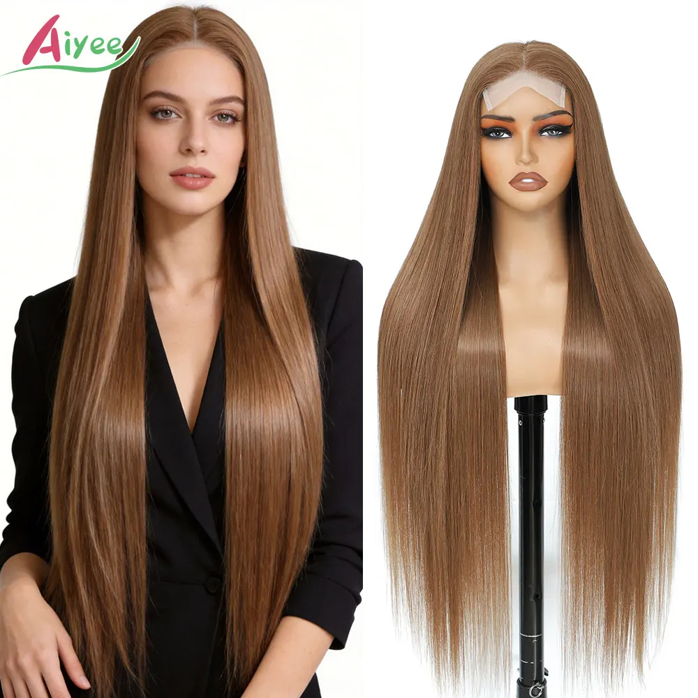 aiyee-peluca-de-encaje-frontal-recta-de-36-pulgadas-cabello-sintetico-para-cosplay-para-mujeres-aspecto-natural-opciones-de-color-bug2-marron-con-reflejos
