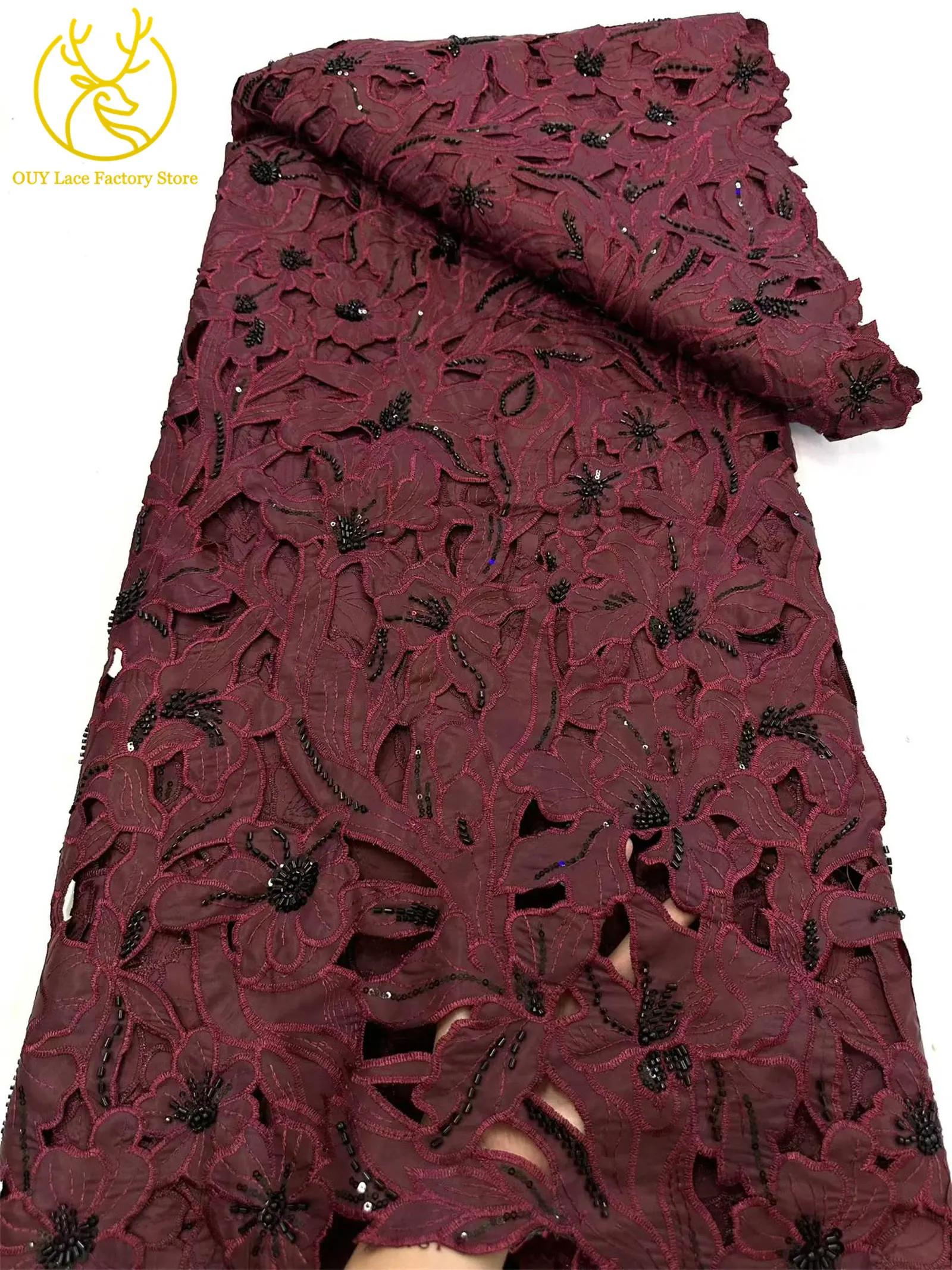 Modischer Afrikanischer Schwer Perlenverzierter Spitzenstoff 2026 Bestseller Französische Pailletten Chiffon-Spitze für Damen-Partykleider Nähmaterial – Detail 18