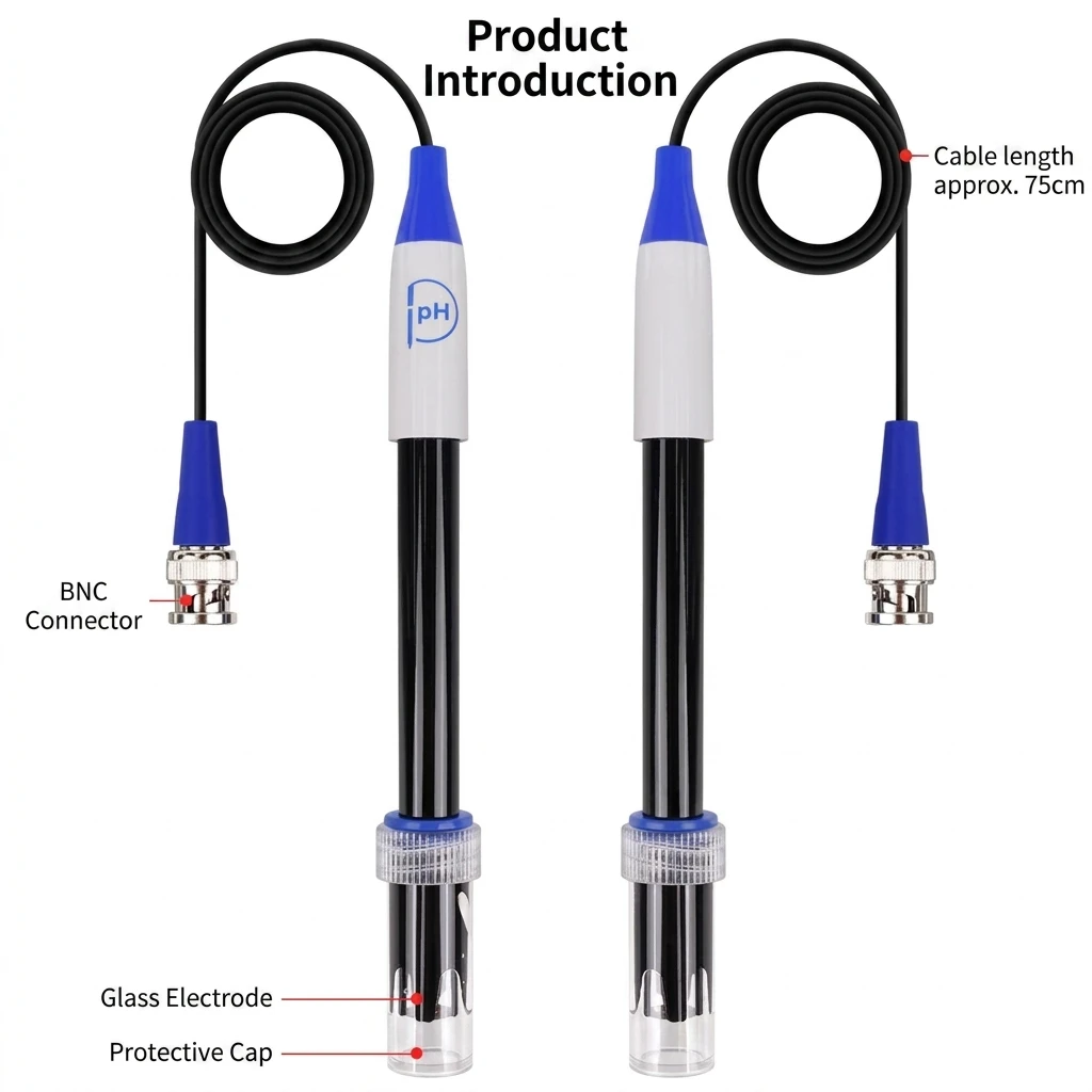 YGTITAN PH Electrode E 201 9 Type pH Probe Water Quality Meter Tester Replacement for Laboratory Aquarium Pool