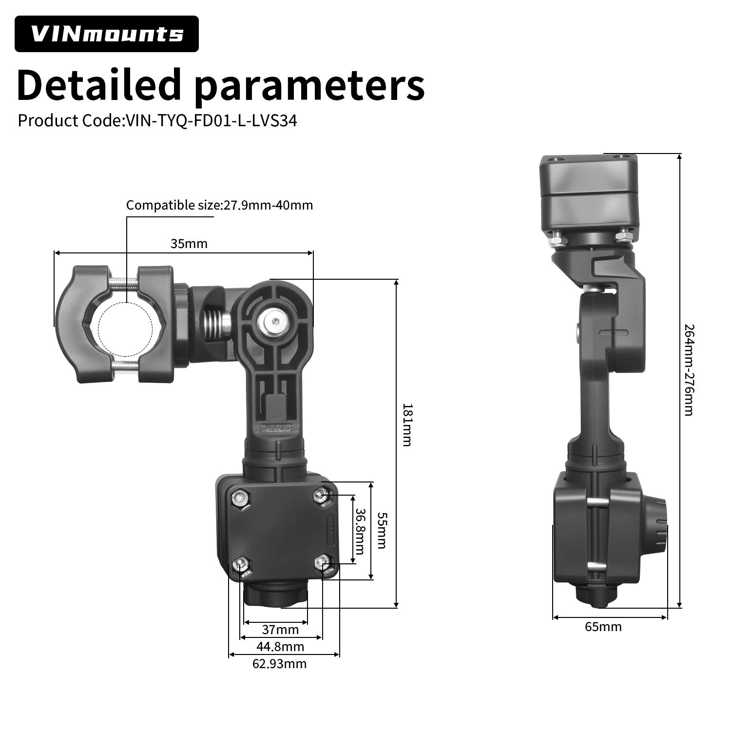 Install the shaft bracket of the fishing motor on the 0-degree rod（1.1-1.38-in）for  Lowrance EagleEye9.Tool-free 3 view mode.
