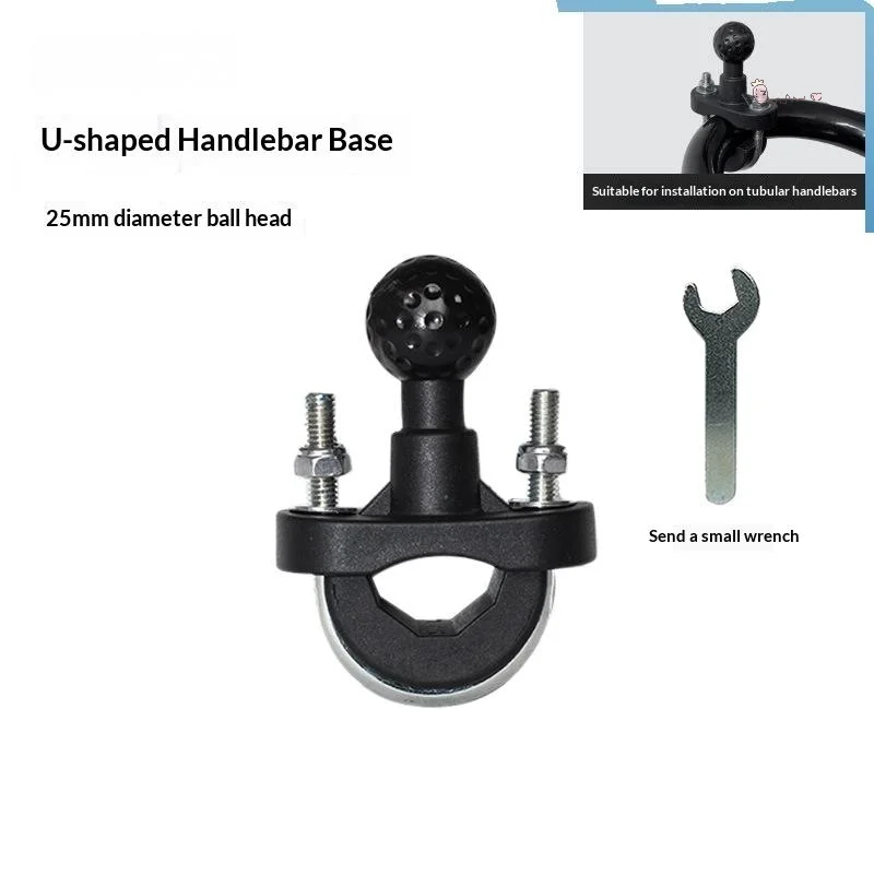1Pcs U Bolt Mount Base Kit 25mm Ball Clamp Bracket Motorcycle Handlebar Accessories For Motorbike Phone Holder Easily Install
