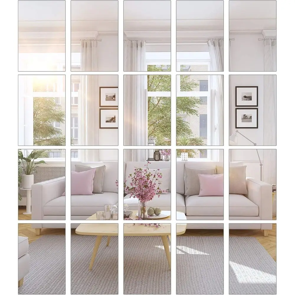 20 Pcs Mirror Sheets, 4''x 6'' Self-Adhesive Non Glass Cut to Size Mirror Stickers Tiles, Safe Unbreakable Plastic Small for Cla