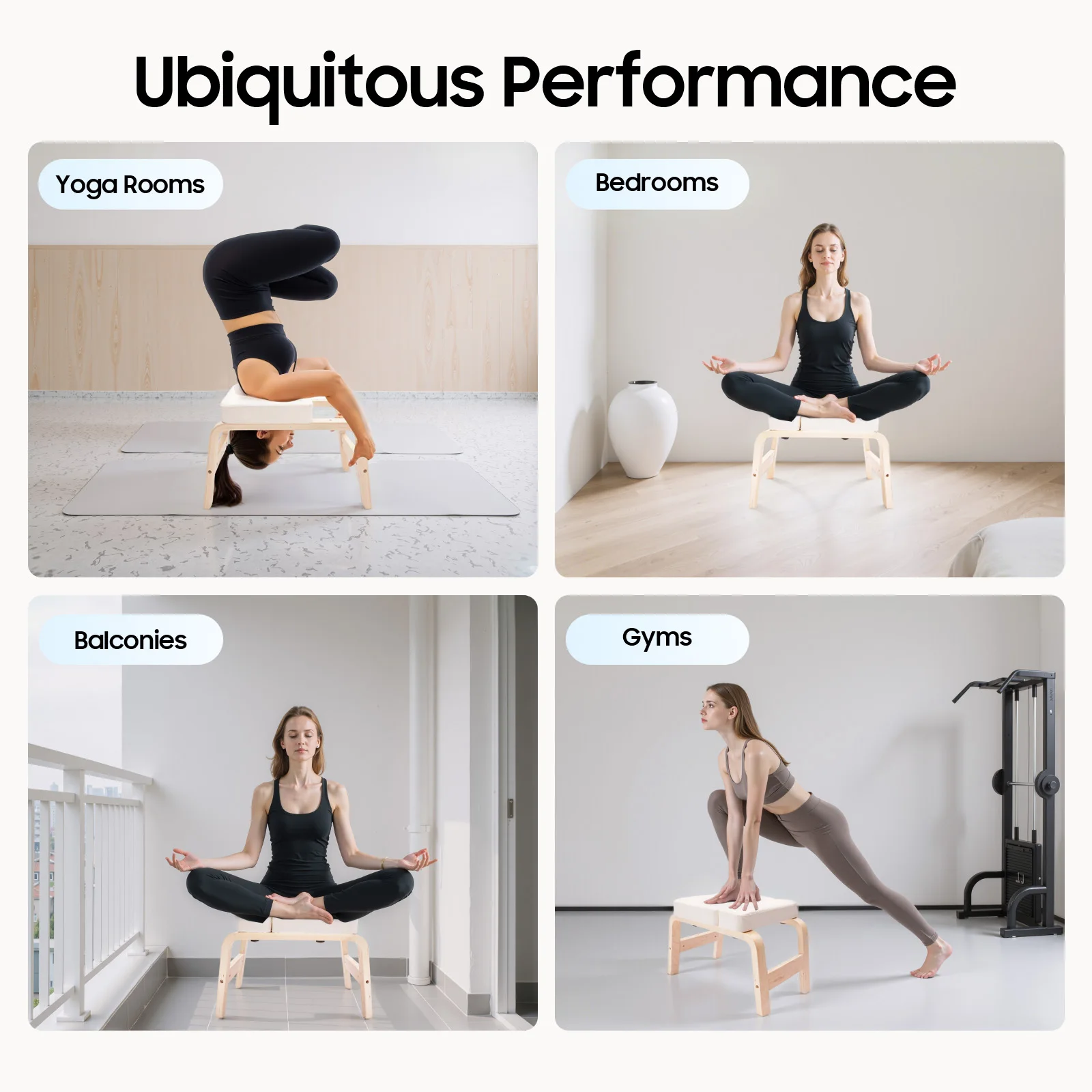 Yoga-Kopfstützenhocker mit 440 LBS Tragkraft, Inversionsstuhl mit PU-Polsterung aus Massivholz, Rutschfeste Kopfstützenbank für Inversionsübungen zu Hause, im Fitnessraum oder im Studio – Detail 3