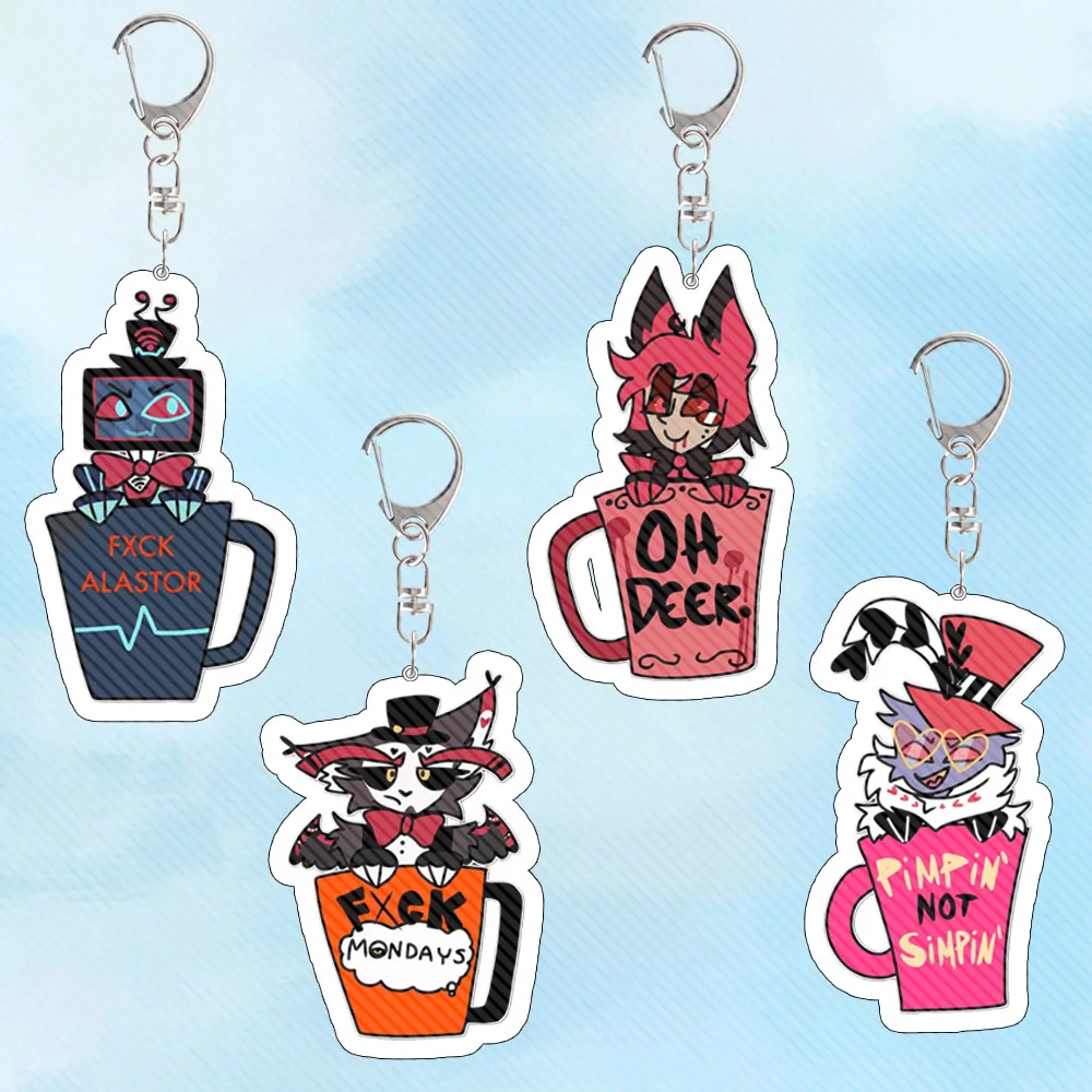 Para Hazbin Hotel Helluva Boss Series Alastor Vox Valentino periférico de animé acrílico llavero Festival regalo decoración colgante