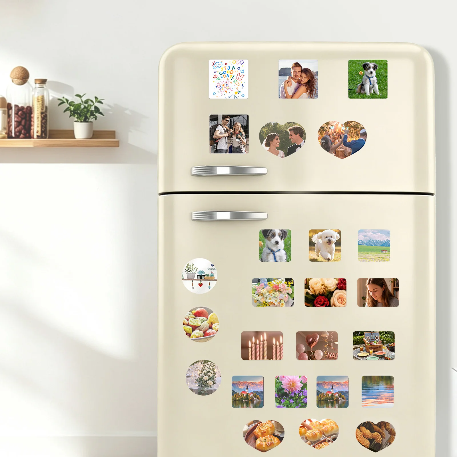 32/20Pcs DIY Fridge Magnet Kit Clear Acrylic with/No Adhesive Backing NotPhoto Included for Custom Photo Magnet Sticker Postcard