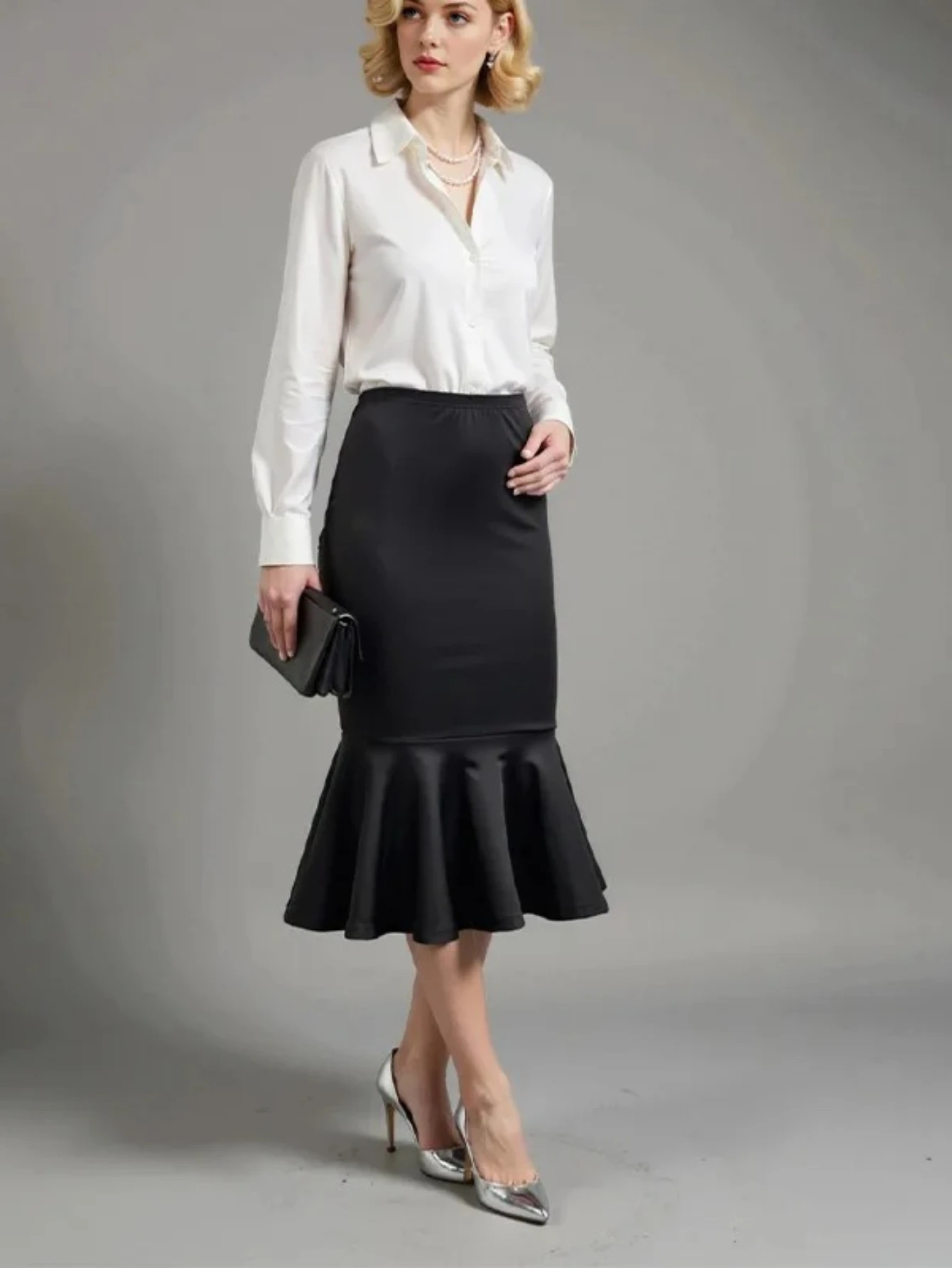 

Модная универсальная элегантная повседневная одежда для города: однотонная, с текстурными вставками из ткани